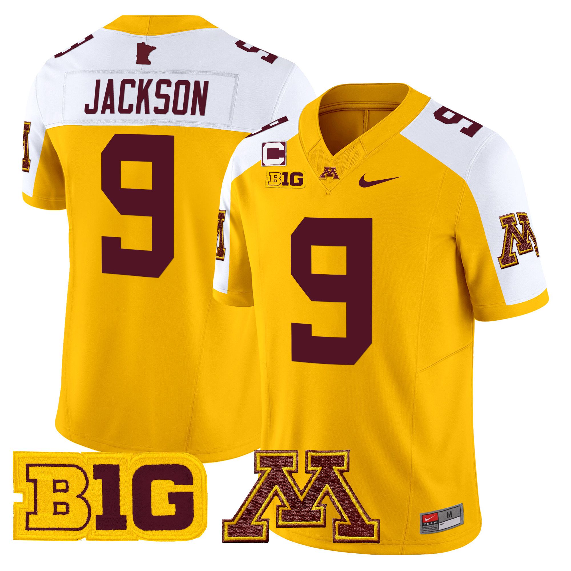 Men Minnesota Golden Gophers #9 Jackson Yellow Nike 2024 Vapor Limited NCAA Jersey->more ncaa teams->NCAA Jersey